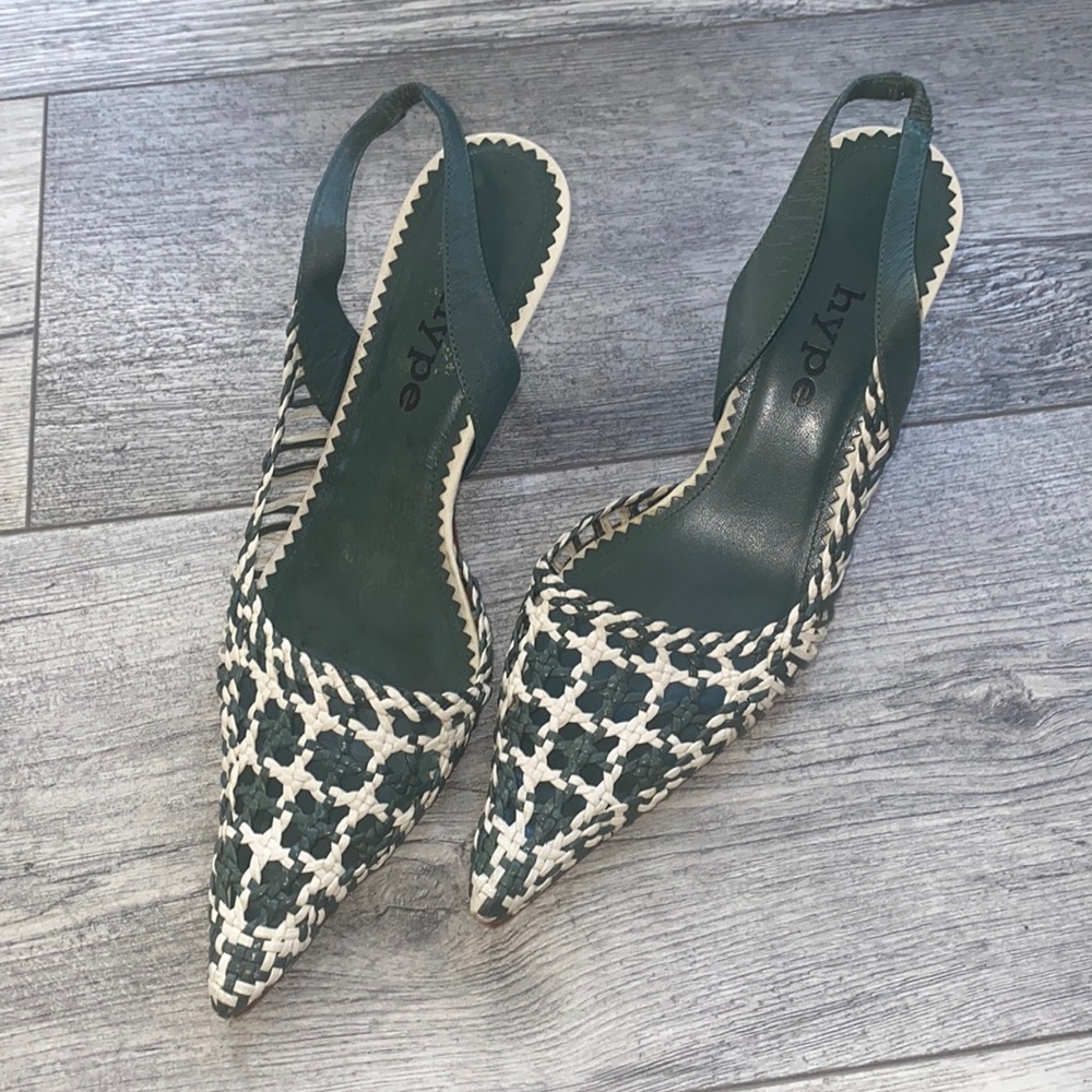 Woven kitten heels